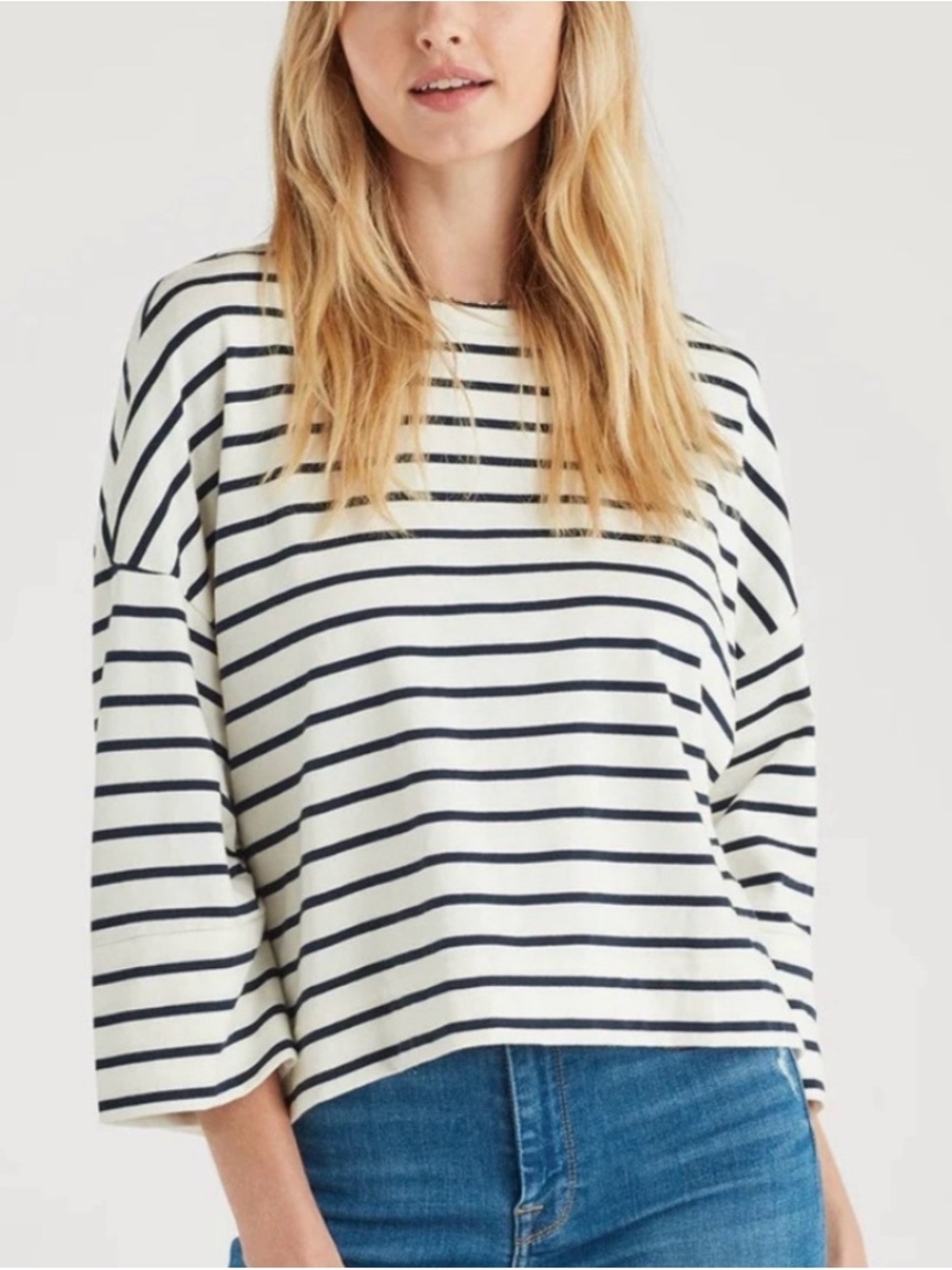 7 For All Mankind ruched sleeve knit top, S, NWOT